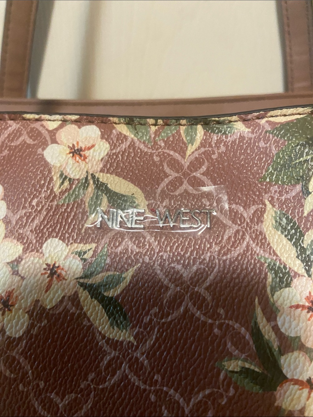 Nine West Floral Tote in Mauve and Pink - Picture 3 of 10